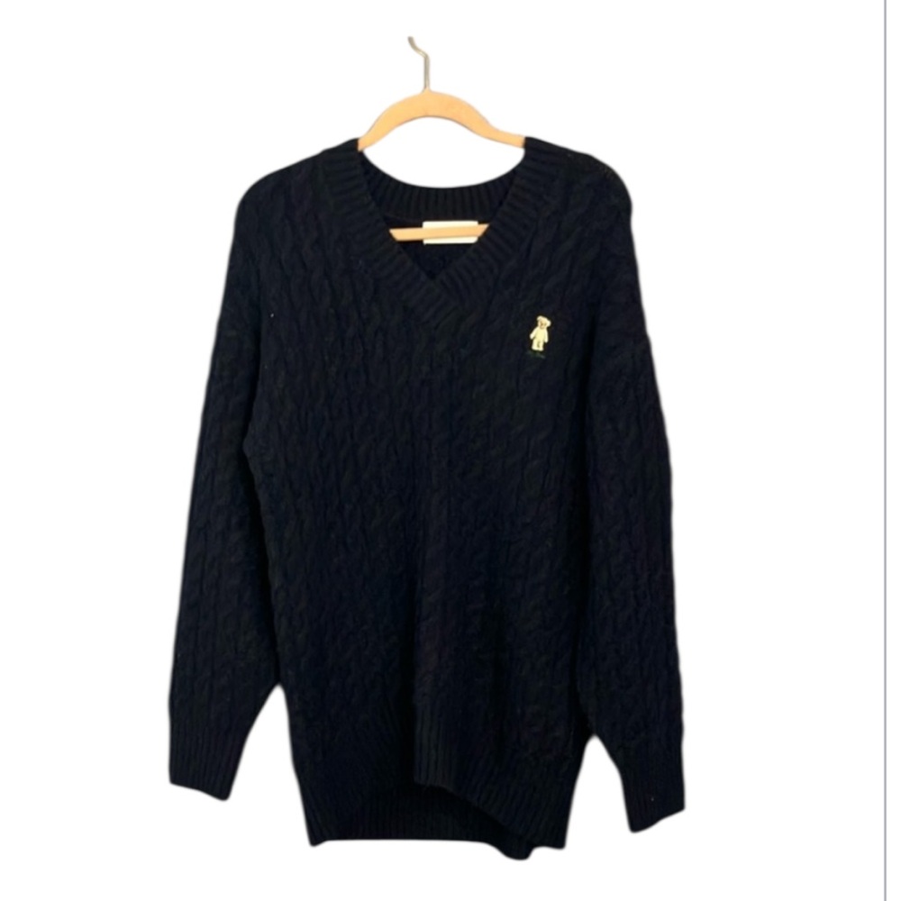 Lily Brown Men's Black Cable Knit Sweater